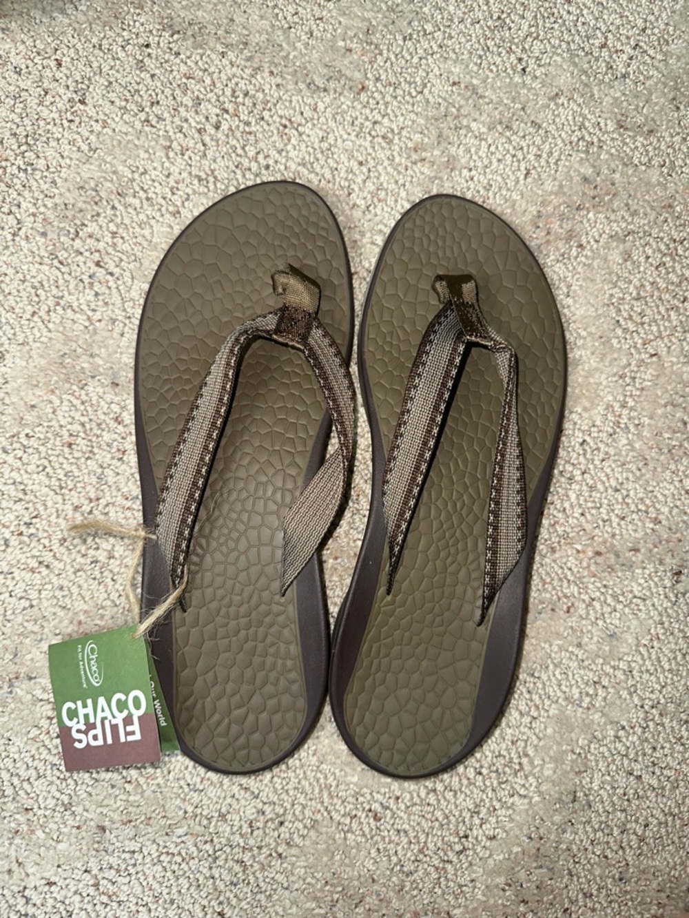 Chaco Women’s Olive/Tan Webbing Flip Sandals